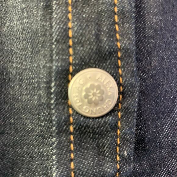 ALEXA CHUNG For AG Adriano Goldschmied Pixie Dress Stretch Denim Snap Front - Picture 12 of 16